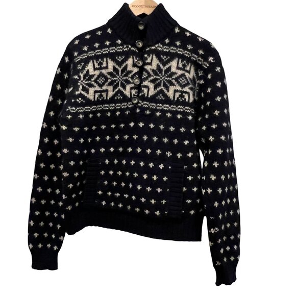 Abercrombie Fair Isle Muscle Wool Sweater, Black Gray, L - Picture 1 of 7